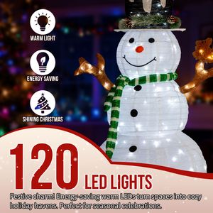 Decorazione Natalizia da Giardino con Pupazzo di Neve e Scoiattolo Illuminati, 120 LED Bianchi, 120 cm, per Esterni - Product Image 4