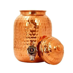 Recipiente de Cobre Tradicional Indio con Recubrimiento en Polvo Verde, Tanque de Cobre Ecológico para Almacenamiento de Agua, Dispensador de Agua Decorativo para Cocina - Product Image 2