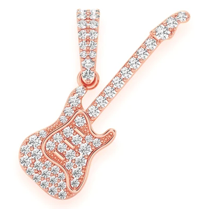 Pendentif Guitare Iced Out Plaqué Or VVS Moissanite, Collier de Luxe Hip Hop Musical pour Homme - Product Image 1