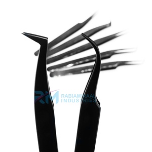 Pince à épiler RMI tendance noire pour extensions de cils, à poignée lisse, à pointe lisse, anti-magnétique, dentée/déchiquetée, en acier inoxydable - Product Image 4