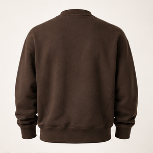 เสื้อสเวตเชิ้ตคอกลมทรงหลวมสำหรับผู้ชาย สีน้ำตาลเอสเพรสโซ ผ้าฝ้ายออร์แกนิคเนื้อหนา รุ่น MCRW-0050 - Product Image 2