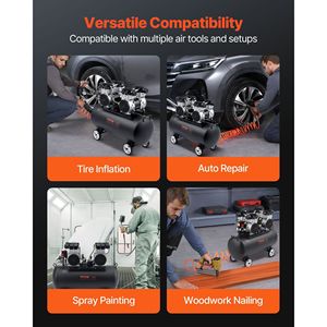 Compresor de Aire Industrial de 4 HP, 10.6 CFM a 90 PSI, Ultra Silencioso, Tanque de Acero de 20 Galones, Sin Aceite, Presión Máxima de 125 PSI, 78 dB - Product Image 6