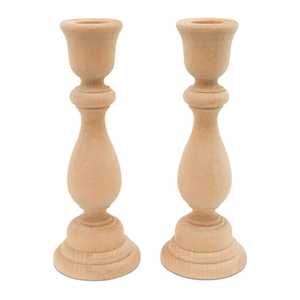 Juego de Portavelas de Madera Torneada Tradicional, Soporte para Velas Cónicas sin Acabado, Centro de Mesa Clásico de Madera de Haya, Venta al por Mayor - Product Image 1