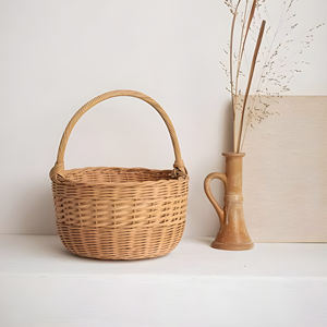 Petits paniers en rotin pour décoration de fleurs de mariage, paniers à fruits en osier tissé naturel - Product Image 2