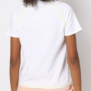 <b>Women's</b> <b>White</b> Short Sleeve Crew Neck Sporty <b>T</b>-<b>Shirt</b> With Yellow Logo Regular Fit Quick Dry Jersey Fabric Spring Summer Wear - Product Image 5