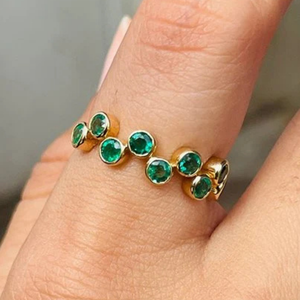 18K Gold Plated Emerald Gemstone <b>Ring</b> Fashionable <b>Resizable</b> Women's Jewelry - Product Image 1
