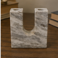 Porte-bougie en marbre en forme de U, fait à la main, en pierre naturelle, pour la décoration de la maison, de l'hôtel et de la table