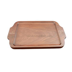 Plateau rectangulaire en bois haut de gamme avec poignée, style basique personnalisé, couleur noyer, écologique, antibactérien, qualité alimentaire, usage commercial - Product Image 4