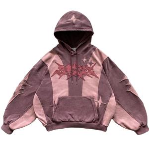 Sudadera con Capucha para Hombre, Estilo Vintage, Lavada, Corte Regular, con Bordado Personalizado, Parches Gráficos, Estilo Urbano, con Bolsillo Canguro - Product Image 3