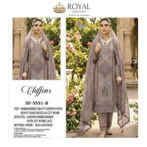 Nouvelle création de designer, qualité supérieure, tenue de mariage et de fête, ensemble Kurti Plazzo en chiffon lourd brodé pour femmes - Product Image 3