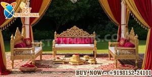Conjunto de Muebles de Asientos para Ceremonia India Mehndi, Sofá de Madera Premium para Escenario, Sofá Elegante para Escenario Nupcial con Silla Lateral, Reino Unido - Product Image 5