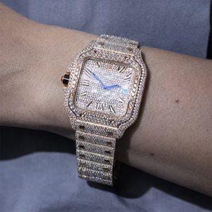 Reloj de Acero Inoxidable con Movimiento de Cuarzo y Diamantes Moissanite, el Más Demandado, de Lujo, Estilo Antiguo, para Negocios, Fiestas, Bodas, con Cristal - Product Image 5