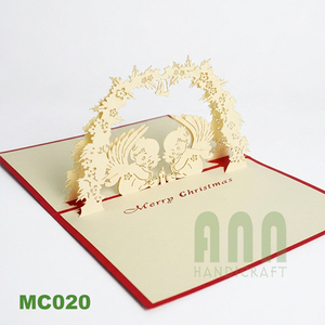 Navidad ángeles 3D Pop-up Offset impreso tarjetas de invitación Año Nuevo vacaciones tarjetas de felicitación Vietnam mate barniz papel recuerdos - Product Image 3