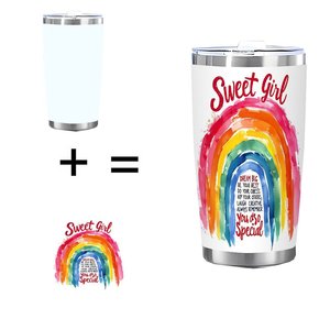 Sweet Girl Rainbow Tumbler 20oz Stainless Steel Vacuum Insulated Travel <b>Mug</b> - Product Image 1