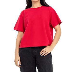 Women's Short Sleeve Cotton Jersey T-Shirt Casual Solid Color Regular Fit Knitted Plain Dyed <b>Top</b> - Product Image 1