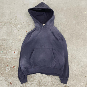 Custom 450gsm Vintage Faded Acid Wash <b>Pullover</b> <b>Mens</b> Distressed Oversized Cotton Fleece Drop Shoulder Boxy Fit Crop Hoodie - Product Image 1