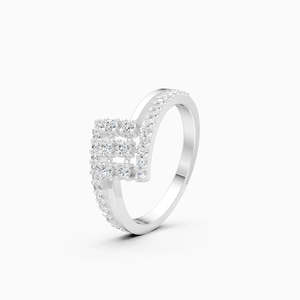 Bague tendance en diamant cultivé en laboratoire de 0,37 ct, bande linéaire de diamants étincelants pour tous les jours, en or jaune, blanc et rose 9 carats - Product Image 3