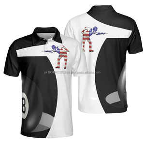 Polo de piscina de billar de calavera de alta calidad, Polo blanco y negro, camisa de billar patriótico para hombres ropa deportiva personalizada - Product Image 6