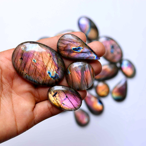 Premium Labradorite Cabochons Natural Loose Gemstone | Purple Fire <b>Flash</b> Flat Back Jewelry Making Stone | Wholesale Africa Bulk - Product Image 1
