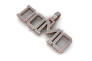 Pendentif personnalisé en or rose massif 10K avec diamant Moissanite, style Hip Hop, breloques lettres en blocs glacés, colliers bijoux, idées cadeaux - Product Image 6