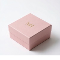 Boîte cadeau rigide rose personnalisée, écologique, réutilisable, imperméable, avec logo MH en feuille d'or |   Pochette en velours pour emballage de bijoux et cosmétiques