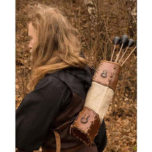 Men Stylish Leather Archery <b>Quiver</b> Handmade Durable Back Holder Adjustable Belt Comfortable Outdoor Sports Hunting Gear - Product Image 4