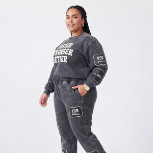 Plus Size Puff Printing <b>Sweatsuit</b> <b>Women</b> Oversized Puff Print Hoodie Jogger Pants 100% Cotton Casual Wear Puff Print Track Suits - Product Image 3