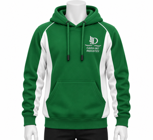 Sweat à capuche pour homme OARH-INT INDUSTRY, vert et blanc, manches raglan, logo brodé, poche avant, coupe décontractée, vêtements d'hiver - Product Image 1