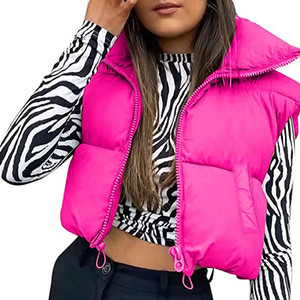 Wholesale Ladies Fashion Winter <b>Long</b> Sleeve <b>Cardigan</b> Stand Collar Warm Pu Casual Bread Down Bubble Puffer Jackets <b>for</b> Women - Product Image 3