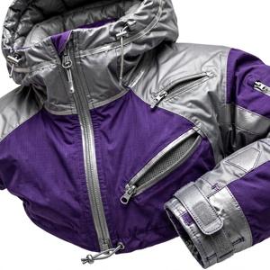 Chaqueta de Esquí Impermeable con Capucha para Hombre AMKOOR ENTERPRISES, Color Morado y Gris con Bloques de Color, Forro Polar para Otoño, Estilo Deportivo, Cierre de Cremallera - Product Image 6