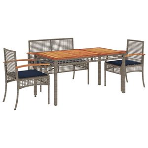 Ensemble de 4 tables de salle à manger en rotin PE gris pour patio, ensembles de jardin de taille moyenne - Product Image 2
