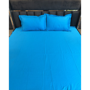 Ensemble de draps en coton bleu turquoise en gros avec taies d'oreiller assorties, collection Manlove pour la literie de maison et d'hôtel - Product Image 5