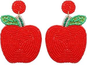 Boucles d'oreilles en forme de cœur avec broderie de perles multicolores, boucles d'oreilles de luxe pour femmes et filles, nouveau look. - Product Image 2