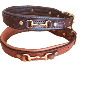 Collier de chien en cuir véritable rembourré, fait à la main, de haute qualité, avec Design, avec bits en laiton, 2020 - Product Image 1