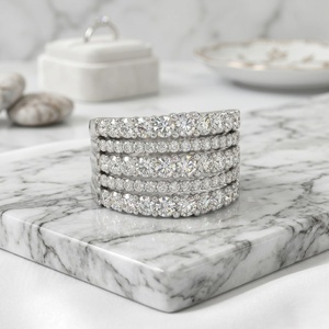 3.10CTW Multi <b>Row</b> Statement Ring Round Cut Synthetic Diamond Gold Plated Women's Fashion Jewelry for <b>Gift</b> - Product Image 2