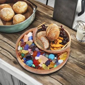 Soporte de cristal, bandeja para servir de madera antigua personalizada, plato para servir alimentos de madera maciza de Calidad exclusiva en forma de Luna - Product Image 2