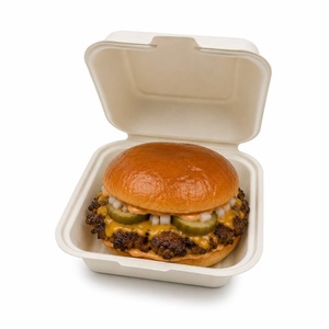 Nouvelle boîte à burger élégante en mousse jetable, 6x6 pouces, conteneur alimentaire à emporter, boîtes d'emballage empilables pour burgers et fast-food - Product Image 2
