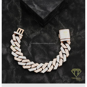 Bracelet Hip Hop en Moissanite Premium, en Argent Sterling 925, avec Maillons Cubains Angulaires Audacieux et Fermoir Glacé - Product Image 1