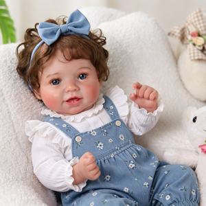 Poupées Reborn Fille Babeside 20 pouces, Cheveux Courts Bruns Implantés à la Main, Yeux Mobiles, Salopette Bleue, Corps en Tissu, Kit <span class=keywords><strong>de</strong></span> Poupée en Gros - Product Image 3