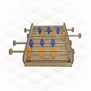 Handcrafted Wooden Tabletop Foosball Game With Blue And Orange Players Compact Table Football Toy For <b>Kids</b> And Friends Enjoyment - Product Image 1