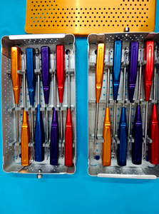 Instrumentos para la columna vertebral: Curetas cervicales Rainbow con mango de acero, 16 piezas, 2 juegos con caja, reutilizables y autoclavables - Product Image 3