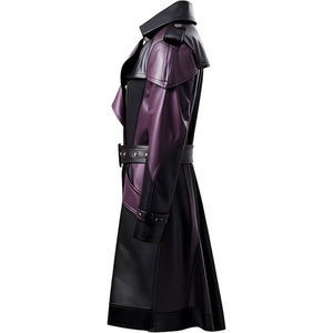 Men's <b>Gothic</b> Plum & Black Top Quality Faux Leather Trench Coat - Double Breasted Coat 2026 - Product Image 4