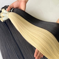 Extensions de cheveux humains Remy 100% en vrac, double épaisseur, lisses, couleur personnalisée, cheveux bruts vietnamiens, 8 pouces étirées, trame simple