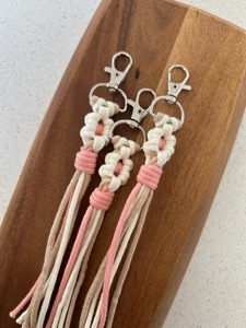Artistic Large Flower Knot Macrame Keychain Decorative Object Suitable For Backpack And Handbag Decoration From India - Product Image 1