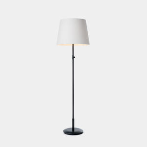 Modern Black Cylindrical Shade LED Floor Lamp with <b>E26</b> Base Linen Look Decorative Standing Light for Living Room Showroom - Product Image 1