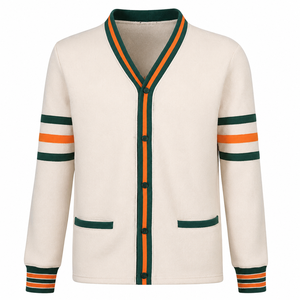 Custom Greek Sorority <b>Cardigan</b> <b>Sweater</b> Private Label Varsity <b>Cardigan</b> Manufacturer white fleece <b>cardigan</b> - Product Image 1