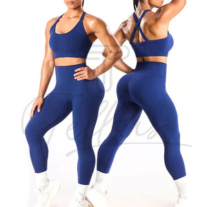 Conjunto de Yoga a Rayas de la Mejor Calidad para Mujer, Cintura Alta Elástica, 2 Piezas, Secado Rápido, Spandex/Nylon, Ropa Deportiva - Product Image 2