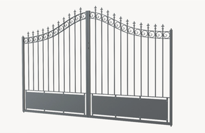 Portail double battant traditionnel en fer forgé, largeur 5000 mm, hauteur 3000 mm, revêtement poudré, durable, usage extérieur, commande manuelle KHP - Product Image 2