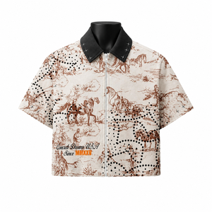 Custom Mens Printed <b>Short</b> <b>Sleeve</b> Zipper Shirt <b>Jacket</b> OEM ODM Casual Streetwear Zip-Up Solid Pattern 100% Organic Cotton - Product Image 1