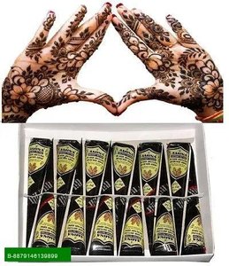 AMINA – Cône de henné noir instantané pour tatouage temporaire, pâte de henné, motifs nuptiaux, pour adultes, vente en gros mondiale, certifié MSDS - Product Image 3